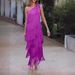 2024 Spring Summer New European And American Foreign Trade Fashion Tassel Asymmetric Off-Shoulder Dress Evening Gown_ecoleips.com