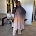 Spring Women's Casual Two Piece Set Stand Collar Batwing Sleeve Gradient Wide Leg Pants American Style_ecoleips.com