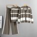 Wide Leg Pants Sports Striped Suits For Women Fashion Loose Casual European Goods Three Piece Suits_ecoleips.com