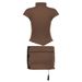 New Chinese Lace Applique Contrasting Color Lace-up Stand-up Collar Hollow T-shirt Short Skirt Set Retro Temperament National Style Two-piece Set_ecoleips.com