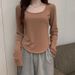 Long-sleeved T-shirt Women's Autumn And Winter New Irregular Slim-fit Student Casual Short Top Girl Bottoming Shirt_ecoleips.com