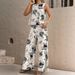 Women's Clothing 3d Digital Printing Printed Sleeveless Tops Set Trousers One Piece Customization_ecoleips.com