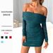 European And American Hot-Selling Women's Sexy Off-Shoulder Ruched Bodycon Evening Short Long Sleeve Dress_ecoleips.com