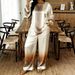 Women's round Neck Printed Casual Sports Set Long Sleeved Trousers Spring Autumn Clothing_ecoleips.com