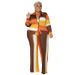 Plus Size Women's Clothing Fashion Printed Striped Trousers Set Two Piece Set_ecoleips.com