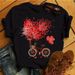 Cross-border Fashion Women's Clothing, Simple Summer Short-sleeve Rose And Music Note Short Top T-shirt For Women_ecoleips.com