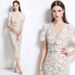Women's Elegant Beaded Lace Two-Piece Dress - Slim Waist Suspender Outfit With Hollow Detailing (Single-Breasted Design)_ecoleips.com