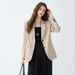 Women's Grey Floral Print Suit Jacket Petite Size High-End Korean Style Spring Autumn Blazer_ecoleips.com