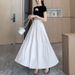 Women's High-Waisted Slimming Pleated Midi Skirt Versatile Fashionable Tiered Long Skirt For Slim Fit_ecoleips.com