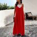 Women's Spring/Summer Elegant Solid Color Strap Dress_ecoleips.com
