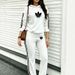 Women's Autumn/Winter Fashion Hooded Suit Black White Striped Side Design European American Style Casual Vacation Wear_ecoleips.com