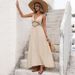 Women's Clothing Women's Ethnic Style Long Dress Halter Neck Crochet Hollow Out Backless Vacation Dress For Formal & Casual For Women_ecoleips.com