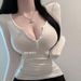 Dongdaemun Women's Long Sleeve T-Shirt ZN058 Figure Flattering Slightly Sheer Design Bust Accentuating in Stock_ecoleips.com