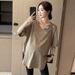 Simple And Fashionable Summer Clothes For Pregnant Women, New Solid Color V-neck Short Sleeved T-shirt, Pregnant Mother Mid To Long Length Top, Loose_ecoleips.com