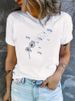 European And American Cross-border Foreign Trade Women's Floral Plant Print Round-neck Short-sleeve T-shirt Top_ecoleips.com