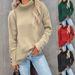 Women's Oversized High Neck Knit Sweater With Striped Sleeves & Button Detail - Soft Casual Pullover For Autumn Winter_ecoleips.com