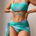 Women's Clothing Tie Dye Bikini Swimsuit Women's Three Piece Mesh Skirt Split Bikini_ecoleips.com