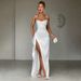 ng2510292 2025 Autumn Winter New Sexy Back Tie Split Evening Solid Color Strap Dress Fashion_ecoleips.com