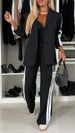 Women's Casual Blazer And Pants Set Fall Two Piece Outfit Long Sleeve Notch Lapel Loose Fit Suit For Work Daily Wear_ecoleips.com