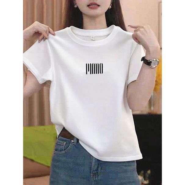 Women's Classic Round Neck Short Sleeve T-Shirt – 100% Cotton Basic Tee With Vertical Stripe Detail_ecoleips.com
