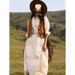 Beige Tassel Vacation Style Xinjiang Travel Outfit Bohemian Long Dress For Women Summer_ecoleips.com