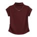 "Half-High Collar Slim Fit T-Shirt – Short Sleeve Blouse With Flutter Sleeves For Women"_ecoleips.com