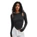 Voya Women's 2026 Irregular Round Neck Knitted Long Sleeve T-shirt Sexy Fashion Solid Color Top_ecoleips.com