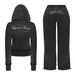 European American Ins Women's Clothing Y2K Style Rhinestone Hoodie And Sweatpants Slim-fit Short Crystal_ecoleips.com