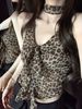 Hot Girl Leopard Print Backless Halter Neck Camisole Women, Summer Tight-fitting Short Top Outerwear, Suitable For_ecoleips.com