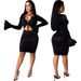 Women's Sexy Lace-Up Long Sleeve Bell Sleeve Dress Autumn Winter New Arrival Extra Lengthy Stylish Girl's Clothing_ecoleips.com