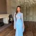Women's Clothing Spring Celebrity Slim Fitting Spliced Organza Long Satin Dress With Large Swing Sleeves_ecoleips.com