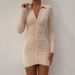 Women Stylish Figure‑Flattering Dress With Single‑Breasted Buttons & Ruched Details_ecoleips.com