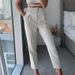 Women's Clothing Elegant Temperament Small Feet Slim Professional White Casual Pants With Belt_ecoleips.com