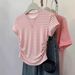 Women's European American Style Striped Short Sleeve Summer Top Slim Fit T-Shirt Outerwear Casual Fashion_ecoleips.com