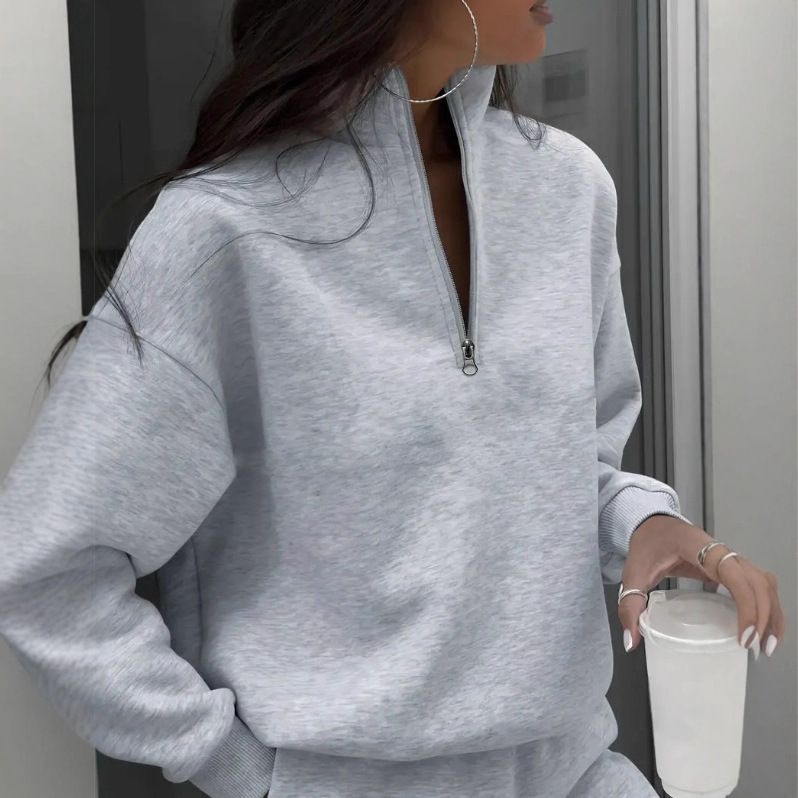 Women's Casual Loose Collar Sweatshirt European American Style Fall Winter New Arrival For Independent Websites_ecoleips.com