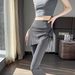 K New Fake Two-piece Drawstring Paired Pants For Women's Slimming Pants, Sporty Women's Pants Skirt, Micro Flared Pants_ecoleips.com