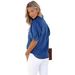 K New Arrival Versatile Princess Sleeve Turn-Down Thin Denim Shirt Casual Top For Women_ecoleips.com