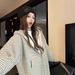 High-end Striped Hooded Casual Loose American Style Sweatshirt For Women 2025 Autumn New Unique Top_ecoleips.com