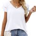 T-shirt Women 2025 V-neck Double Lotus Leaf Short Sleeve Solid Color Tshirts Women's Cheap Clothing China Sale BYT2208_ecoleips.com