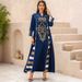 Robe Clothing Sequin Embroidery Splicing Striped Abaya Muslim Robe_ecoleips.com