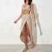 Voya Voya Women's Summer New Hollow Bikini Cover-Up Tank Top Long Dress Two-Piece Set Tie Cross Beach Sun Protection_ecoleips.com