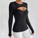Voya Women's 2026 Autumn/winter New Sexy Hollow Out Slim Fit Long Sleeved T-shirt, Knitted Sweater, Threaded Top_ecoleips.com