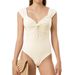 Voya Women's Square Neck Wide Shoulder Strap Twisted Design Solid Color Jumpsuit Fresh And Elegant Slim Fit Top_ecoleips.com