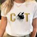 European And American Cross-border Foreign Trade Women's Clothing Cartoon Cat Print Round-neck Short-sleeve T-shirt Top_ecoleips.com