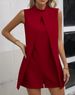 Summer New Fashion Sleeveless Stand Collar Jumpsuit Shorts - Fake Two-Piece Design, Breathable Polyester, Casual Romper For Women_ecoleips.com