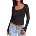 European And American Style Women's Slim Fit T-Shirt Cross Border Long Sleeve Cropped Pullover Milk Silk Short Style Beauty Clothes For Autumn_ecoleips.com