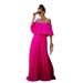 Women's Clothing Sexy One Shoulder Off Shoulder Pleated Chiffon Dress_ecoleips.com