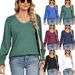 Women's Clothing 2025 Autumn/winter New V-neck Lantern Sleeves Loose Pleated T-shirt Women's Top_ecoleips.com