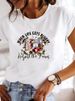 Eurean American Cross-border Foreign Trade Women's Clothing, Letter And Floral Print Round-neck Short-sleeve T-shirt_ecoleips.com
