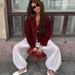 Women's Clothing Loose Fitting Drawstring Cuff Casual Trousers Semi Sheer Fashion Autumn Style For Commuting_ecoleips.com